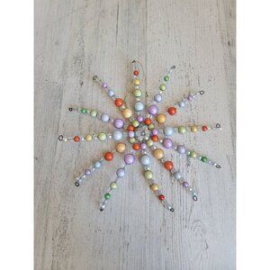 Rainbow beaded large snowflake ornament Xmas